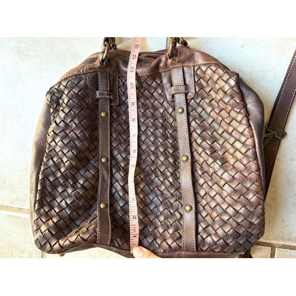 Costanza Rota Brown Woven Leather Satchel Bag Made in Italy Crossbody Boho - Picture 10 of 10